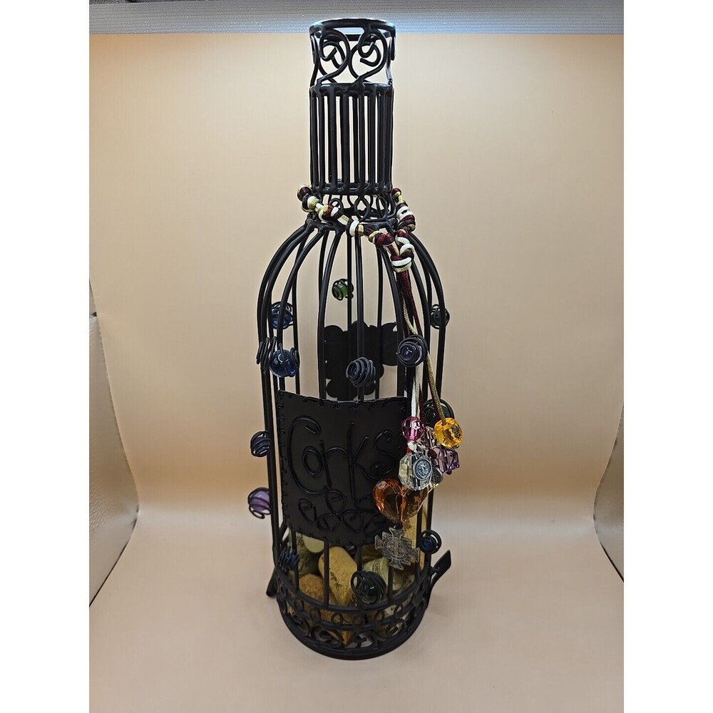 Epic Decorative Cork Holder Wine Bottle Metal, 14.25-Inch With Bottle Charm